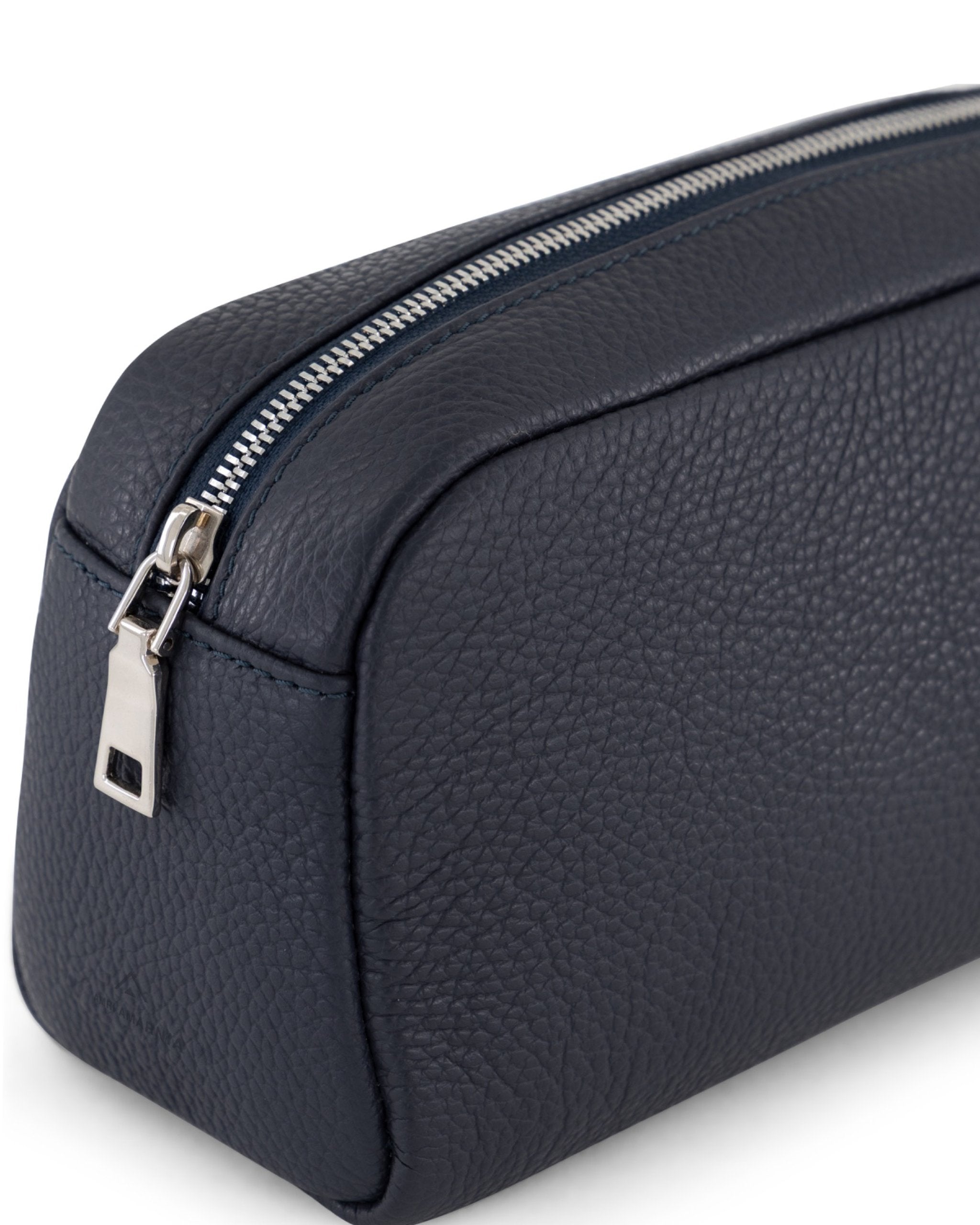 AMRI AMARNIA – Luxury Navy Leather Toiletry Pouch.
