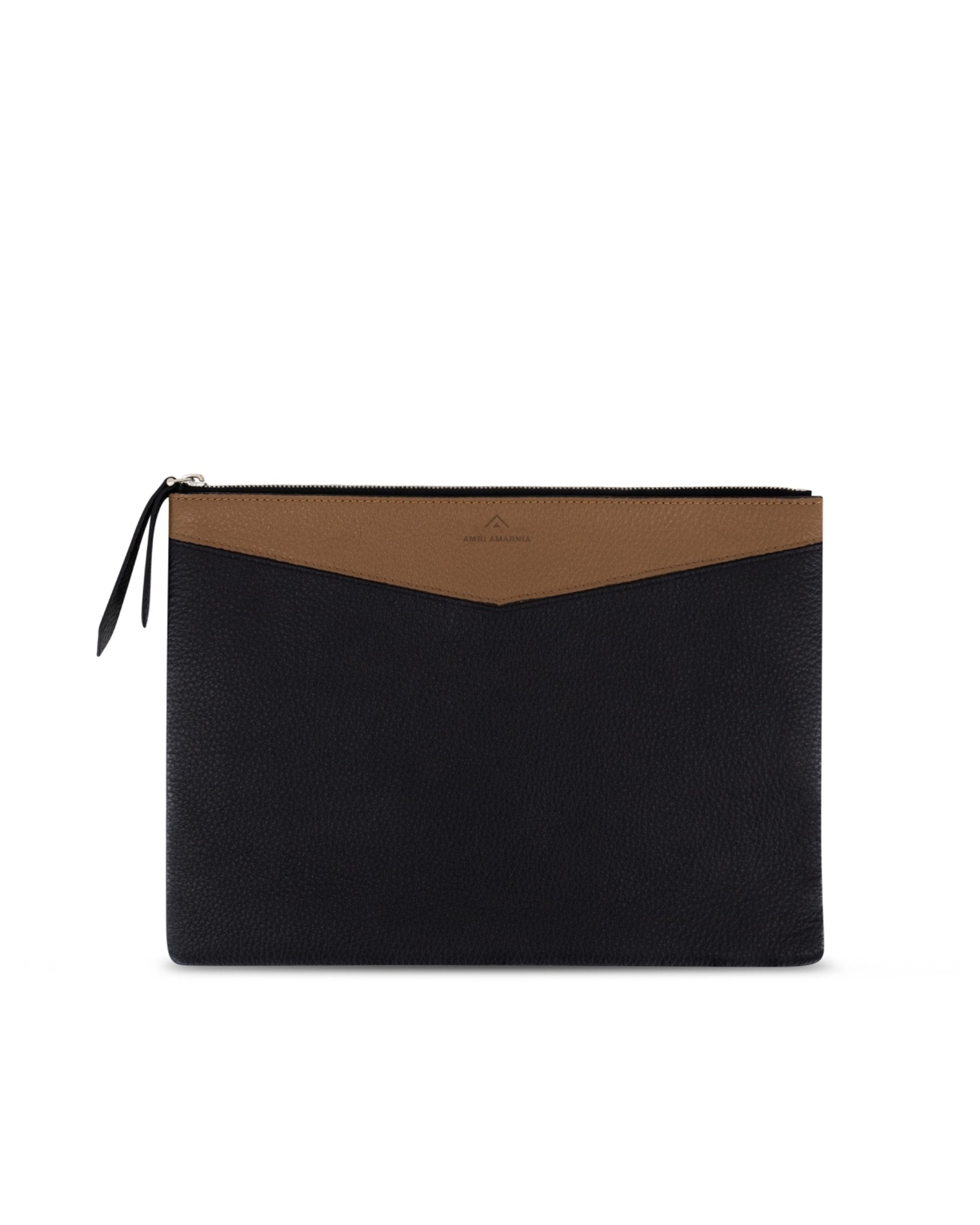 AMRI AMARNIA – Luxury Leather Pouch – Navy & Camel Edition.
