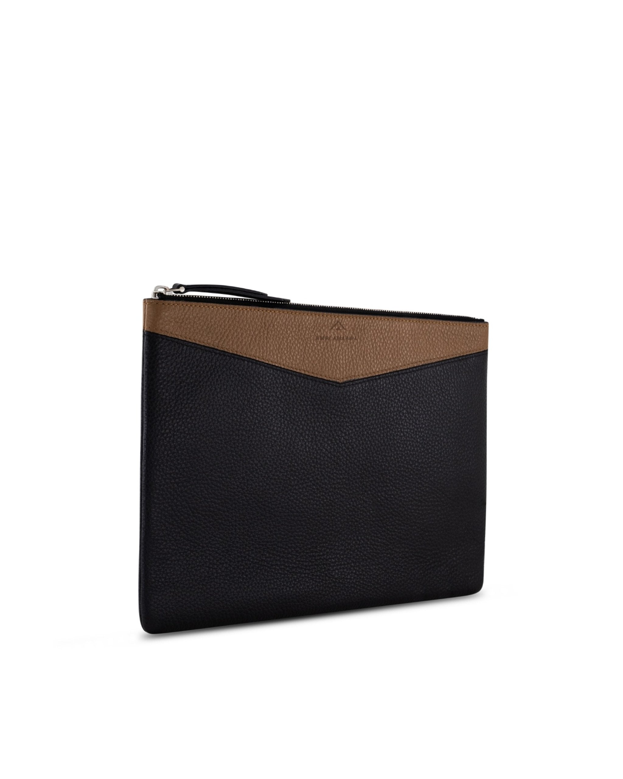 AMRI AMARNIA – Luxury Leather Pouch – Navy & Camel Edition.
